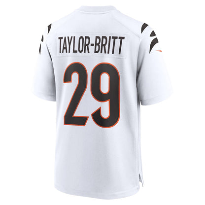Tlead C.Bengals #29 Cam Taylor-Britt White Game Jersey