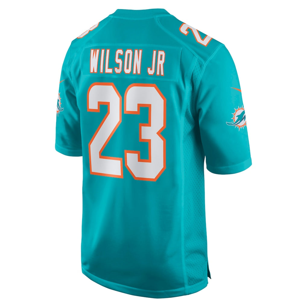 Tlead M.Dolphins #23 Jeff Wilson Jr. Aqua Game Player Jersey