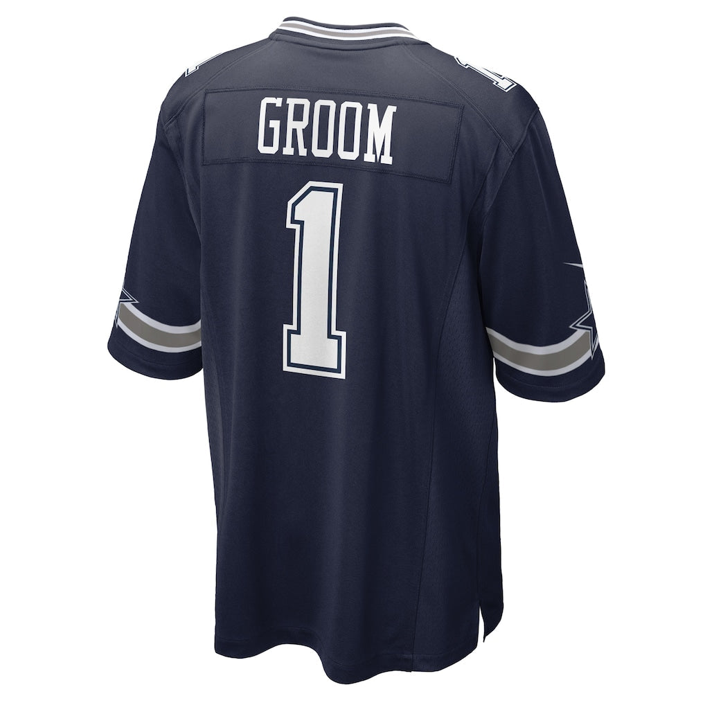 Tlead D.Cowboys #1 Groom Navy Game Jersey