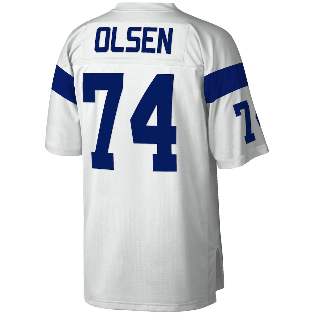 Tlead LA.Rams #74 Merlin Olsen Mitchell & Ness White Legacy Replica Jersey