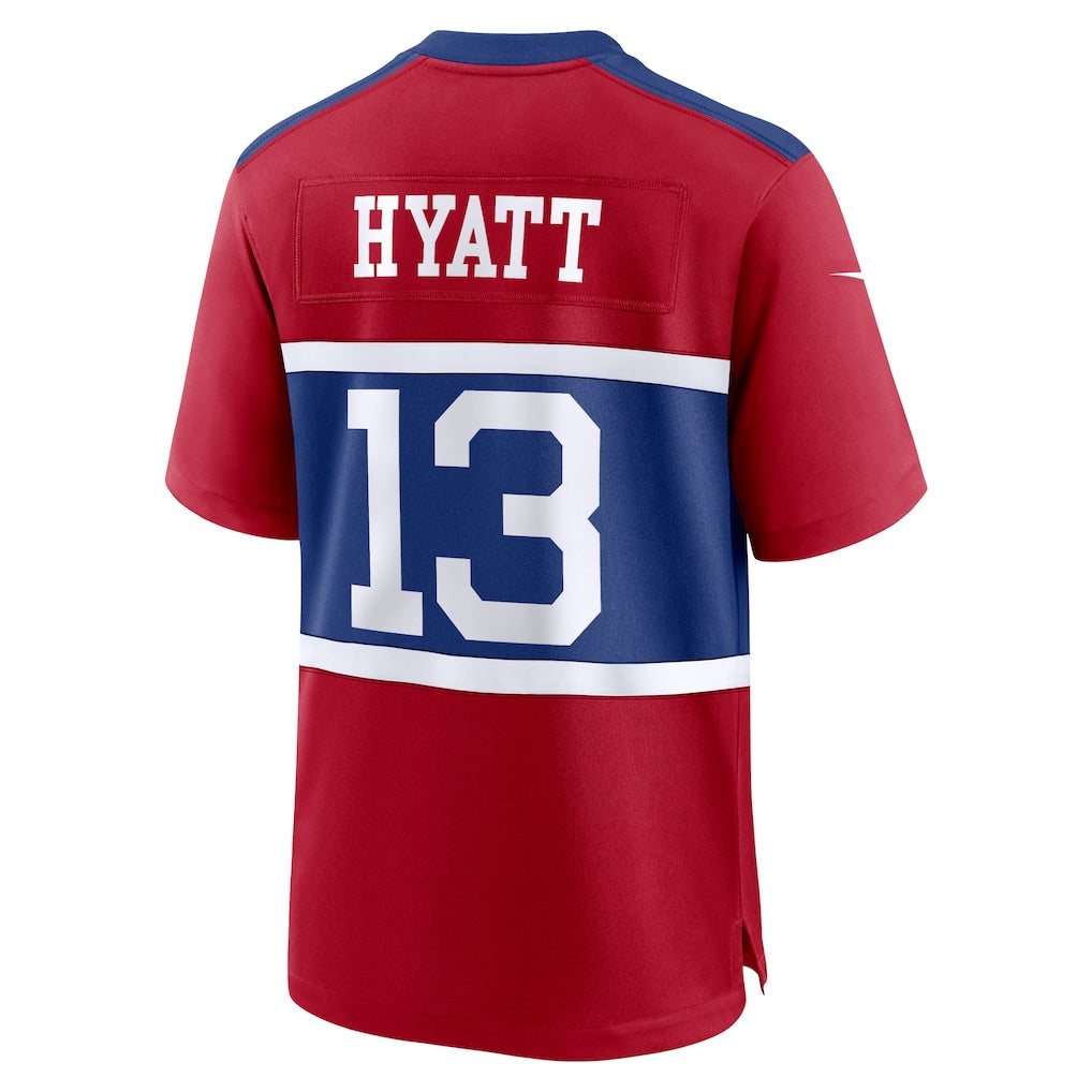 Tlead NY.Giants #13 Jalin Hyatt Century Red Alternate Player Game Jersey