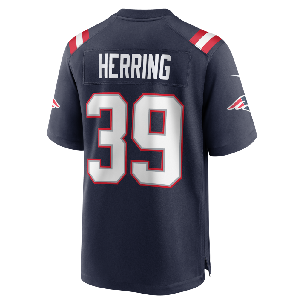 Tlead NE.Patriots #39 Tyron Herring Navy Game Retired Player Jersey