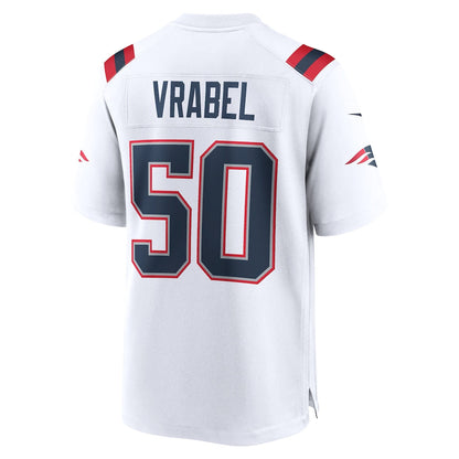 Tlead NE.Patriots #50 Mike Vrabel White Game Retired Player Jersey
