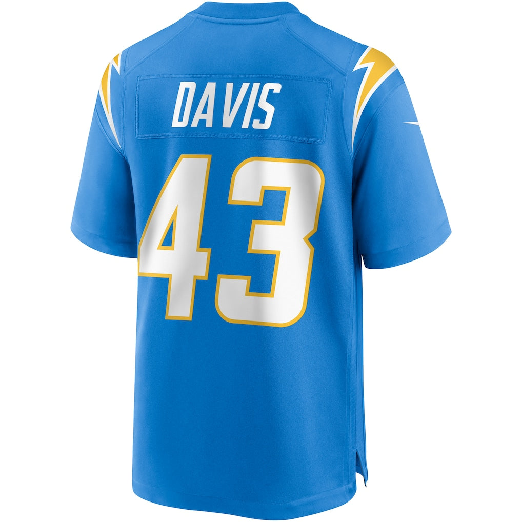 Tlead LA.Chargers #43 Michael Davis Powder Blue Game Jersey