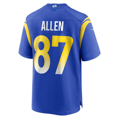 Tlead LA.Rams #87 Davis Allen Royal Home Game Jersey