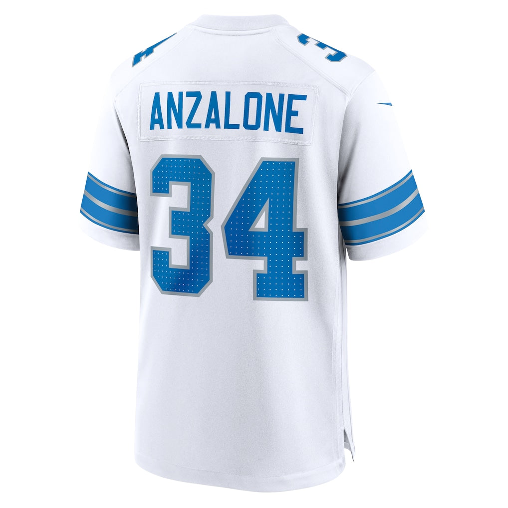 Tlead D.Lions #34 Alex Anzalone White Game Jersey