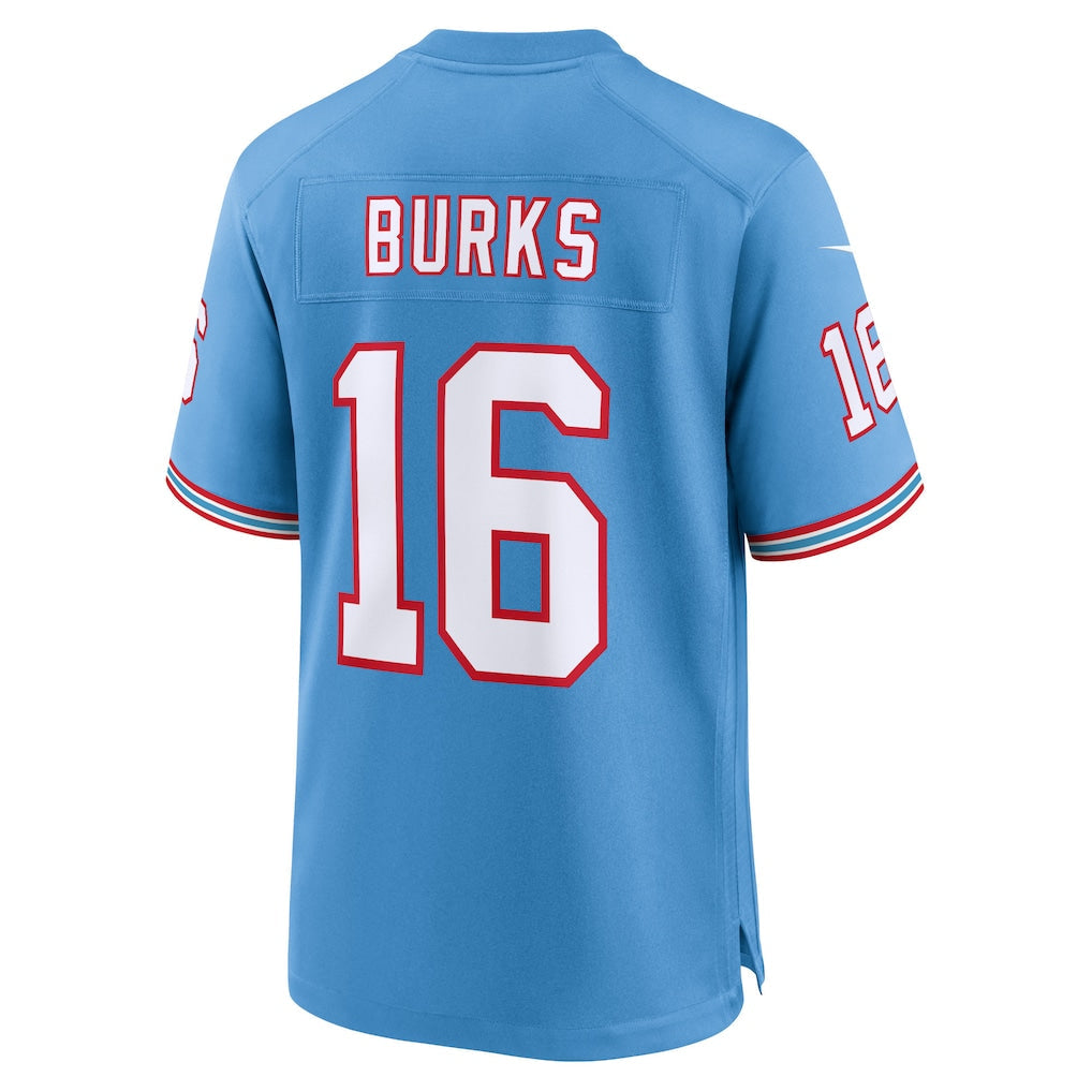 Tlead T.Titans #16 Treylon Burks Light Blue Oilers Throwback Alternate Game Player Jersey