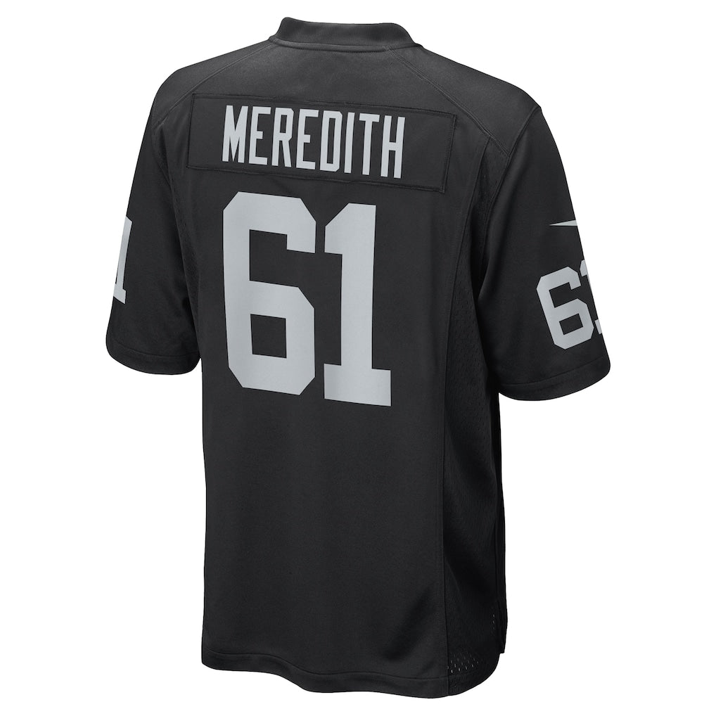 Tlead LV.Raiders #61 Jordan Meredith Black Game Player Jersey