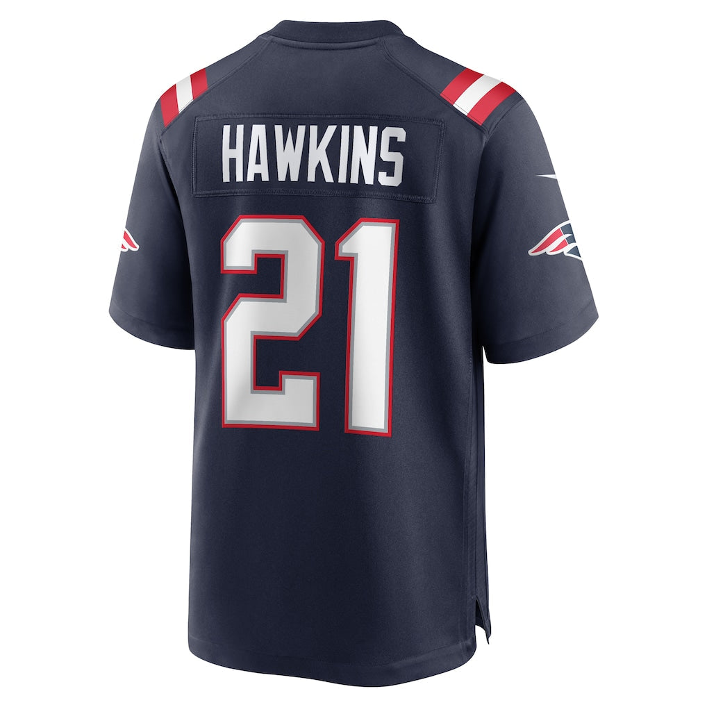 Tlead NE.Patriots #21 Jaylinn Hawkins Navy Game Retired Player Jersey