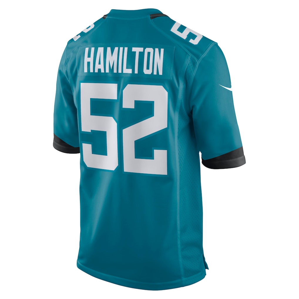 Tlead J.Jaguars #52 DaVon Hamilton Teal Team Game Jersey