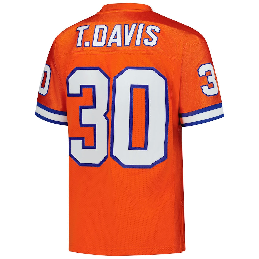 Tlead D.Broncos #30 Terrell Davis Mitchell & Ness Orange 1995 Authentic Throwback Retired Player Jersey
