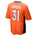 Tlead D.Broncos #31 Justin Simmons Orange Game Jersey
