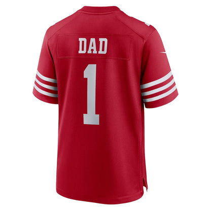Tlead SF.49ers #1 Dad Scarlet Game Jersey