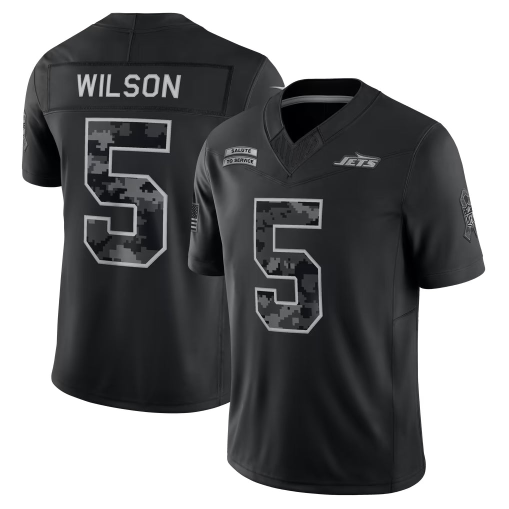 Tlead NY.Jets #5 Garrett Wilson Player Black Limited 2026 Salute to Service Home Game Stitched Jerseys