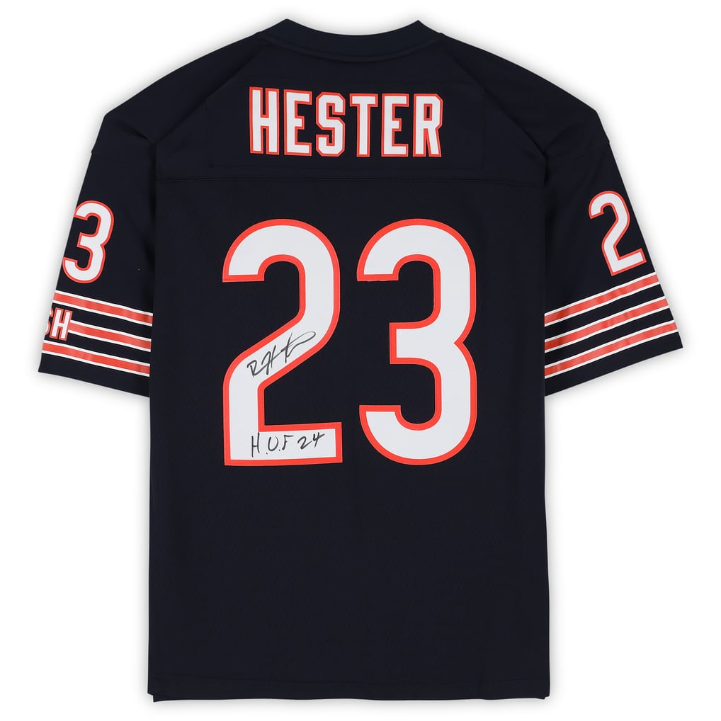 Tlead C.Bears #23 Devin Hester Authentic Navy Mitchell & Ness 2006 Replica Jersey with HOF 24 Inscription