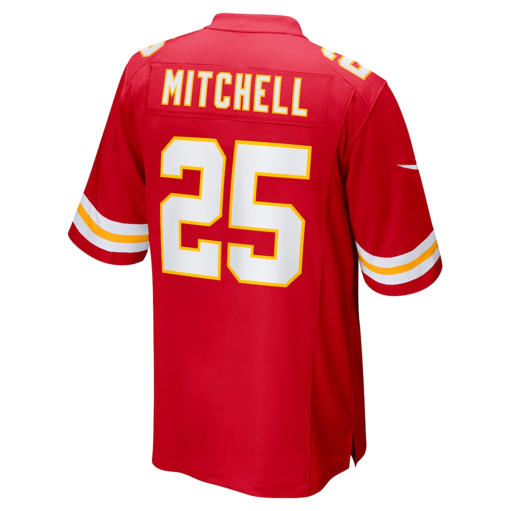 Tlead KC.Chiefs #25 Elijah Mitchell Red Team Game Jersey