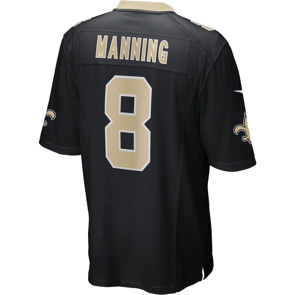 Tlead NO.Saints #8 Archie Manning Black Game Retired Player Jersey
