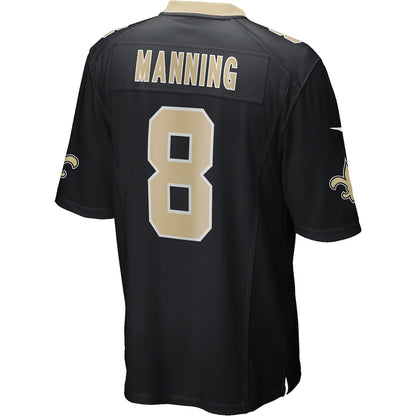 Tlead NO.Saints #8 Archie Manning Black Game Retired Player Jersey