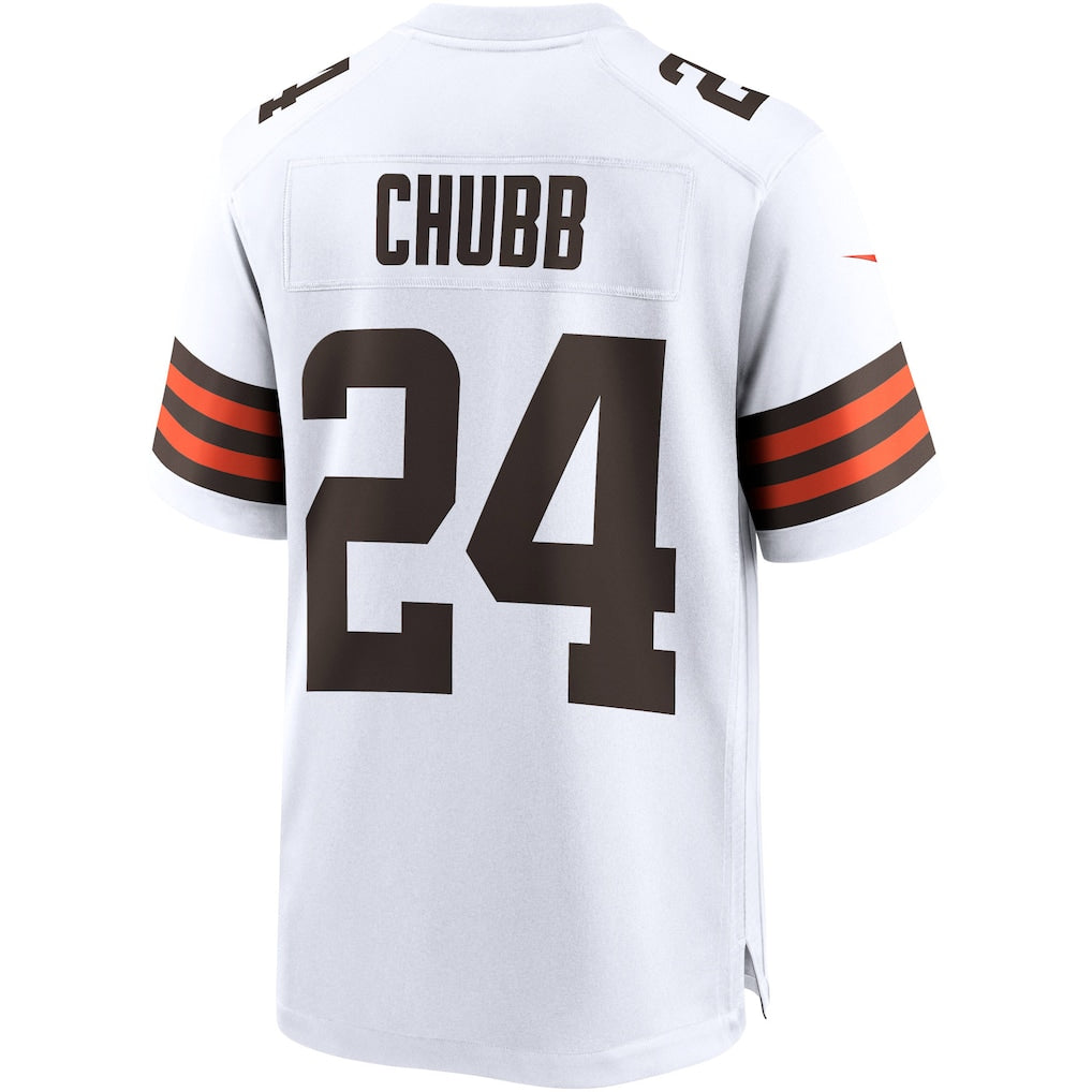 Tlead C.Browns #24 Nick Chubb White Game Jersey