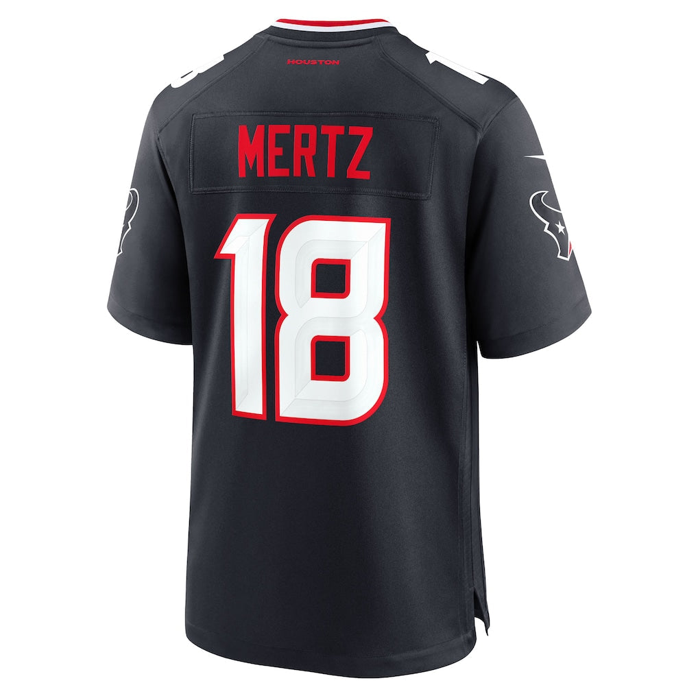 Tlead H.Texans #18 Graham Mertz Navy Team Game Jersey