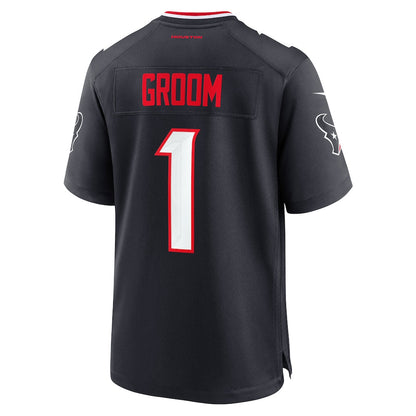 Tlead H.Texans #1 Groom Navy Game Jersey