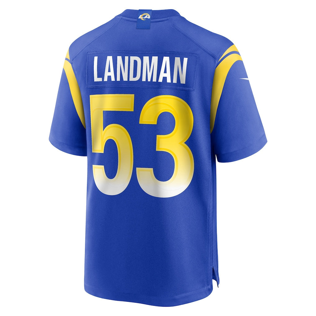 Tlead LA.Rams #53 Nate Landman Royal Team Game Jersey