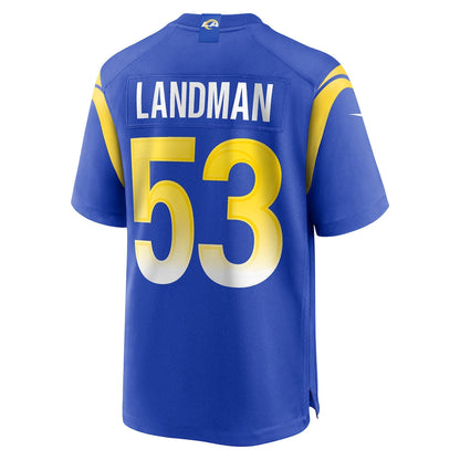 Tlead LA.Rams #53 Nate Landman Royal Team Game Jersey