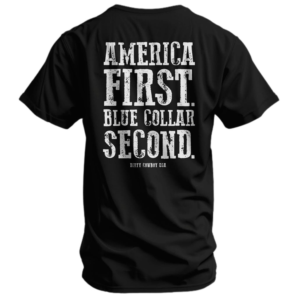 CustomNameinc cheap jerseys Ordering America First Blue Collar Second Men's T-Shirt